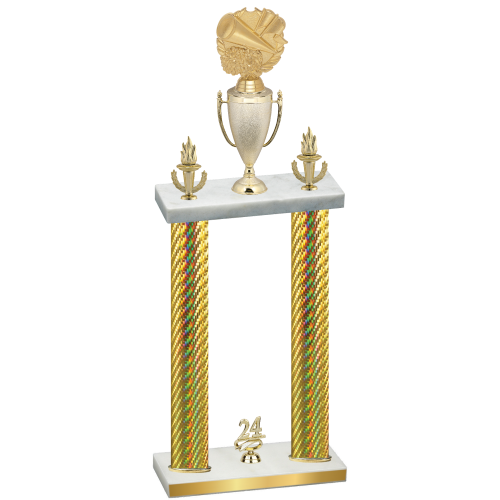 Double Gold Carbon Fiber Year Cheerleading Trophy