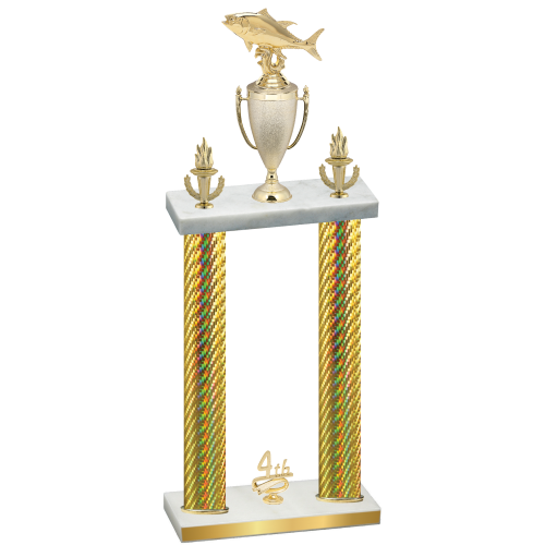 Double Gold Carbon Fiber Fourth Place Fishing Trophy