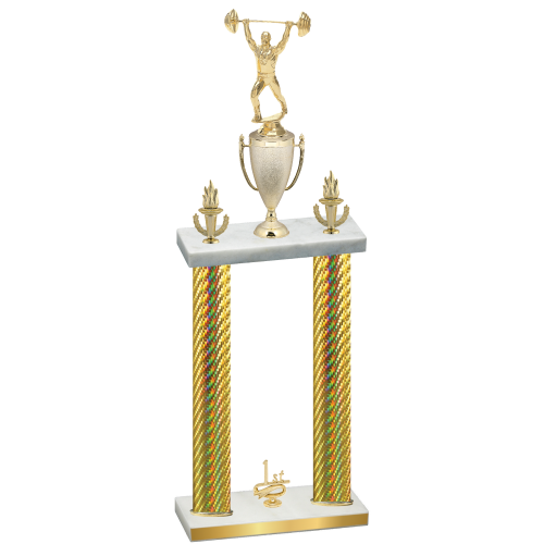 Double Gold Carbon Fiber First Place Weights Trophy