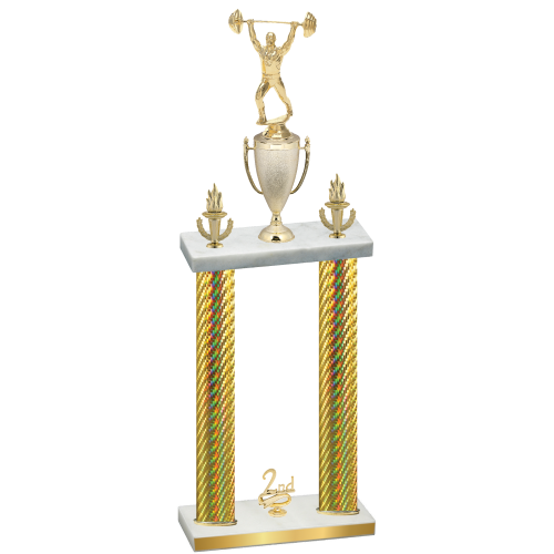 Double Gold Carbon Fiber Second Place Weights Trophy