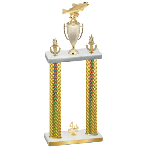Double Gold Carbon Fiber Fourth Place Fishing Trophy