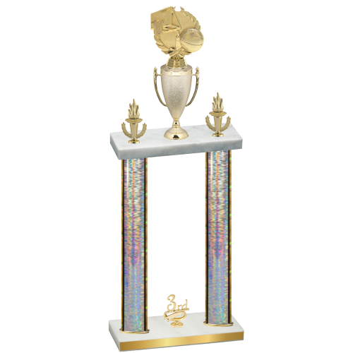 Double Silver Glacier Third Place Basketball Trophy
