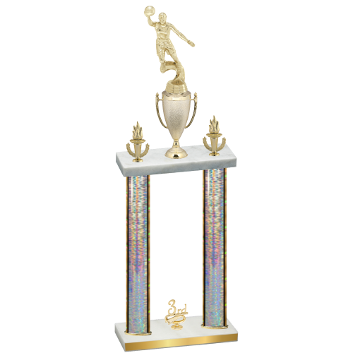 Double Silver Glacier Third Place Basketball Trophy