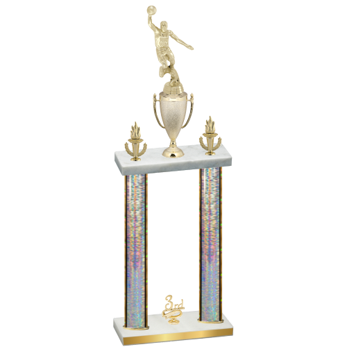 Double Silver Glacier Third Place Basketball Trophy