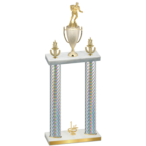 Double Silver Carbon Fiber First Place Rugby Trophy