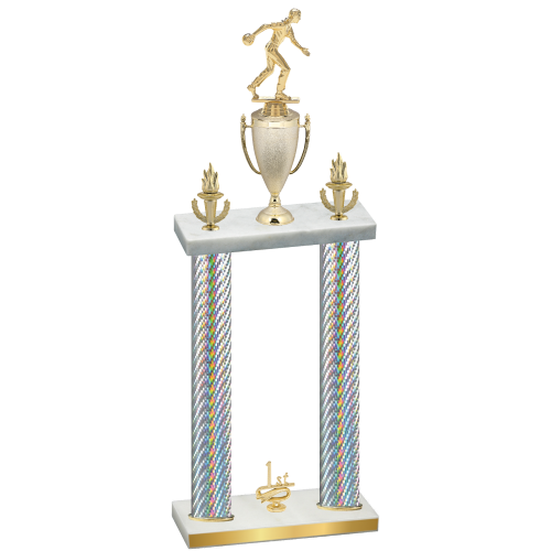 Double Silver Carbon Fiber First Place Bowling Trophy