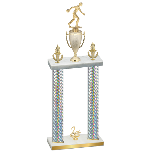Double Silver Carbon Fiber Second Place Bowling Trophy