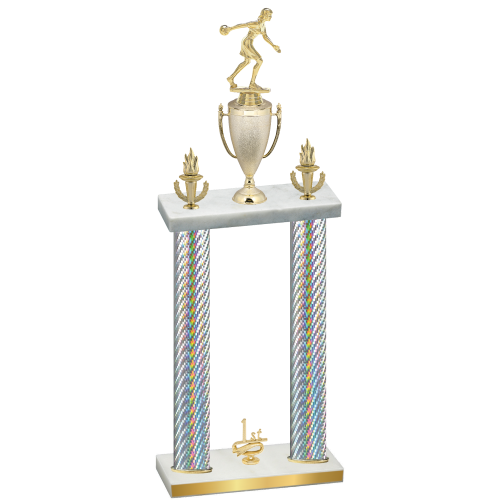 Double Silver Carbon Fiber First Place Bowling Trophy