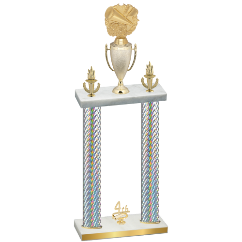 Double Silver Carbon Fiber Fourth Place Cheerleading Trophy