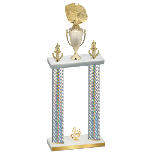 Double Silver Carbon Fiber Fourth Place Basketball Trophy