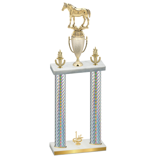 Double Silver Carbon Fiber First Place Horses Trophy