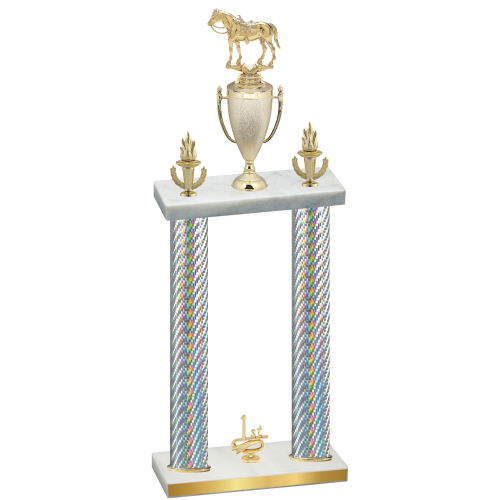 Double Silver Carbon Fiber First Place Horses Trophy