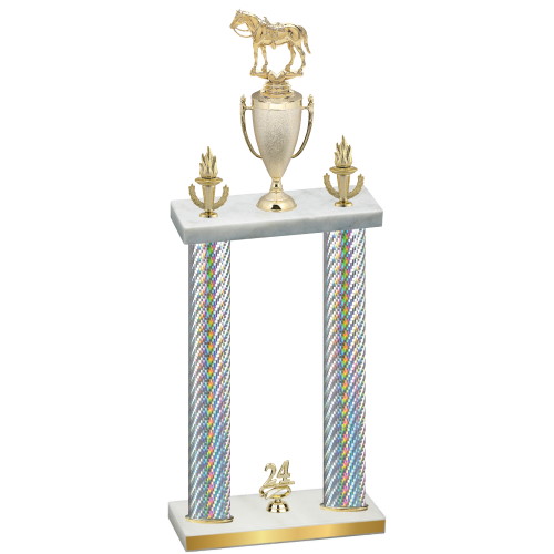Double Silver Carbon Fiber Year Horses Trophy