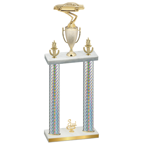 Double Silver Carbon Fiber Third Place Cars Trophy