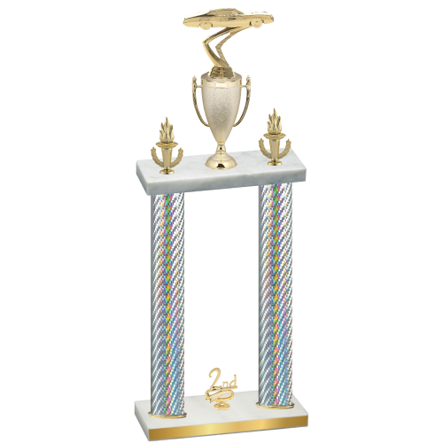Double Silver Carbon Fiber Second Place Cars Trophy