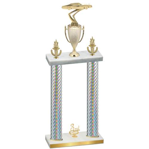 Double Silver Carbon Fiber Third Place Cars Trophy