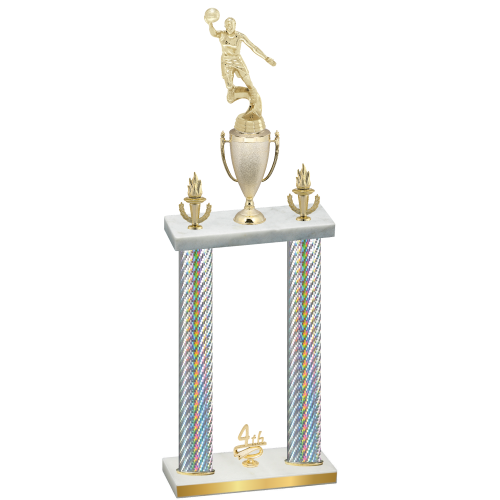 Double Silver Carbon Fiber Fourth Place Basketball Trophy