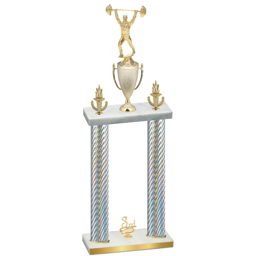 Double Silver Carbon Fiber Third Place Weights Trophy