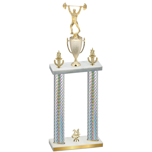 Double Silver Carbon Fiber Year Weights Trophy