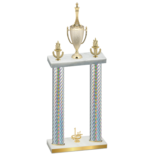 Double Silver Carbon Fiber First Place Chess Trophy