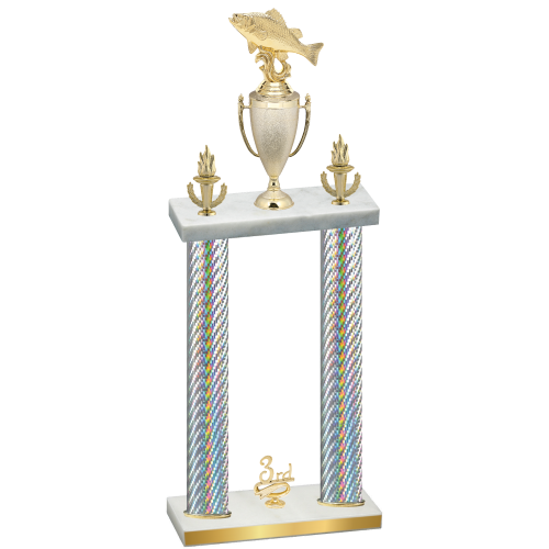 Double Silver Carbon Fiber Third Place Fishing Trophy