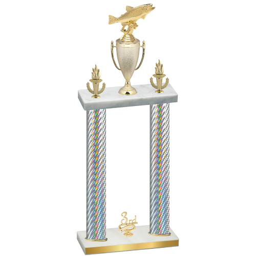 Double Silver Carbon Fiber Third Place Fishing Trophy