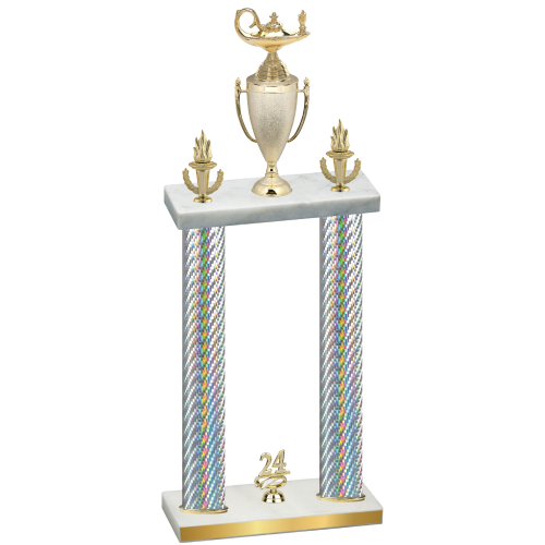 Double Silver Carbon Fiber Year Academics Trophy