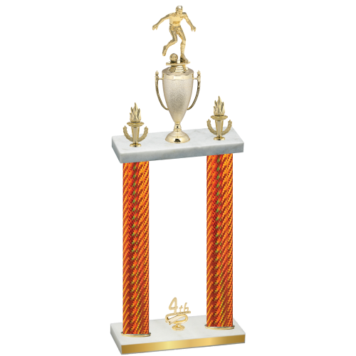 Double Orange Carbon Fiber Fourth Place Soccer Trophy