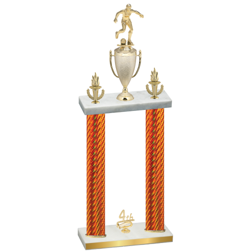 Double Orange Carbon Fiber Fourth Place Soccer Trophy
