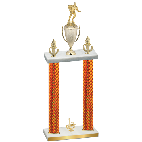 Double Orange Carbon Fiber First Place Rugby Trophy