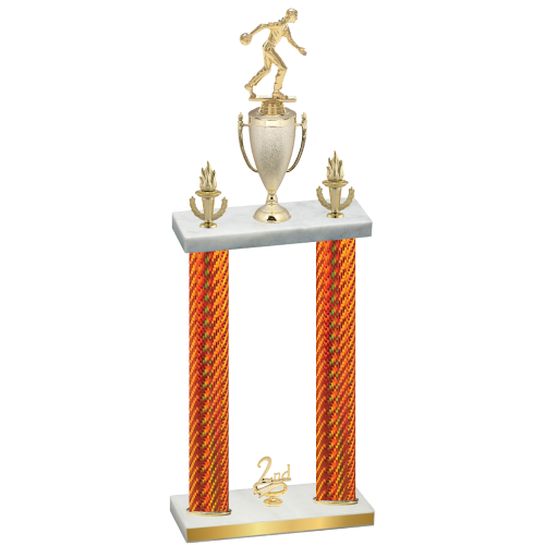 Double Orange Carbon Fiber Second Place Bowling Trophy