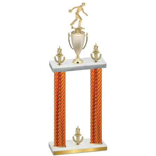 Double Orange Carbon Fiber Victory Bowling Trophy