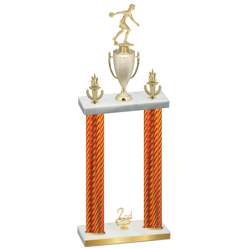 Double Orange Carbon Fiber Second Place Bowling Trophy