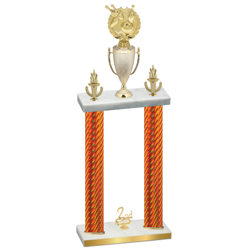 Double Orange Carbon Fiber Second Place Bowling Trophy