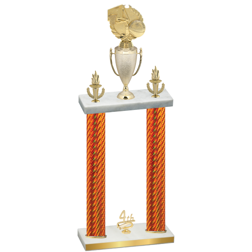 Double Orange Carbon Fiber Fourth Place Basketball Trophy