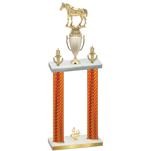 Double Orange Carbon Fiber Fourth Place Horses Trophy