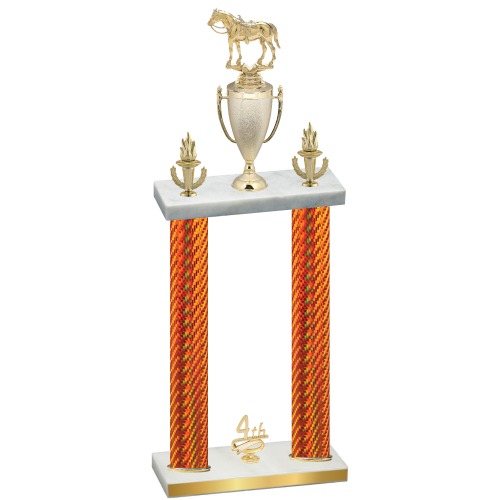 Double Orange Carbon Fiber Fourth Place Horses Trophy