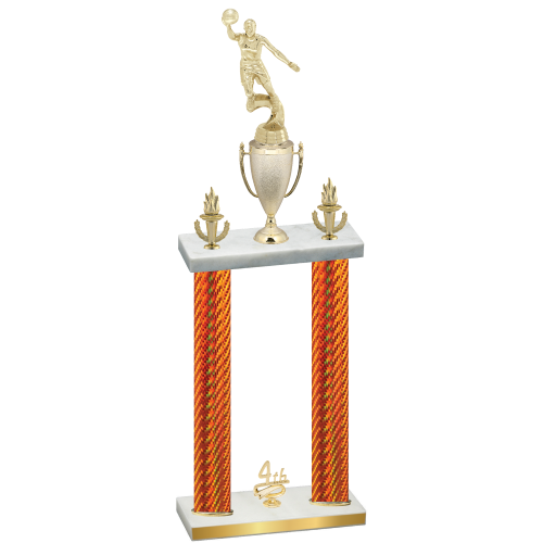 Double Orange Carbon Fiber Fourth Place Basketball Trophy