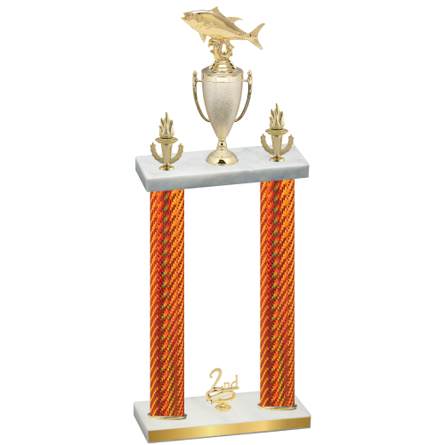 Double Orange Carbon Fiber Second Place Fishing Trophy