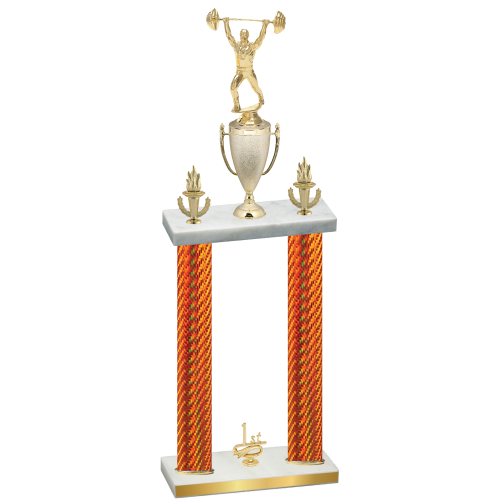 Double Orange Carbon Fiber First Place Weights Trophy