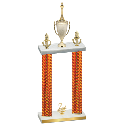 Double Orange Carbon Fiber Second Place Chess Trophy