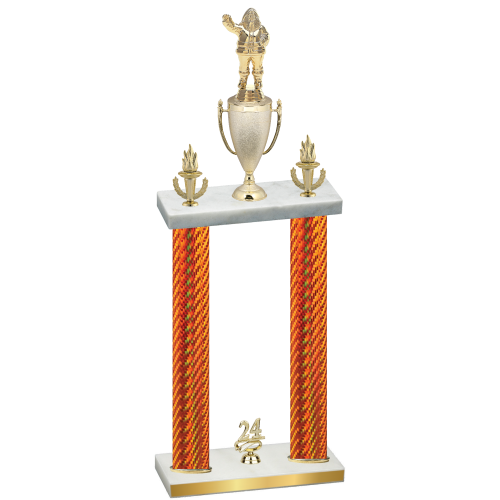 Double Orange Carbon Fiber Year Holiday Trophy