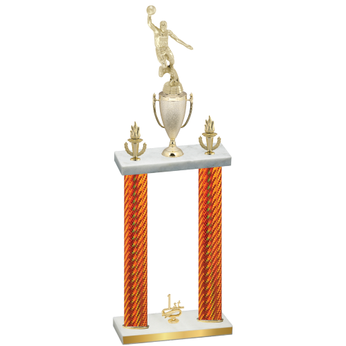 Double Orange Carbon Fiber First Place Basketball Trophy