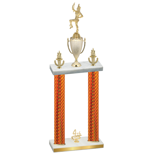 Double Orange Carbon Fiber Fourth Place Majorette Trophy