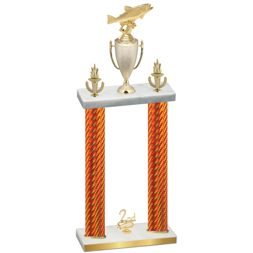 Double Orange Carbon Fiber Second Place Fishing Trophy