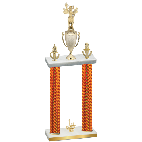 Double Orange Carbon Fiber First Place Academics Trophy
