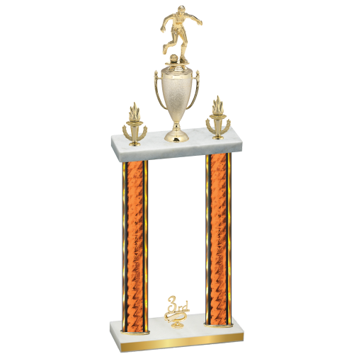 Double Orange Glacier Third Place Soccer Trophy