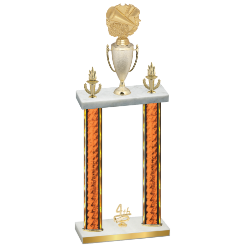 Double Orange Glacier Fourth Place Cheerleading Trophy