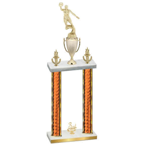 Double Orange Glacier Third Place Basketball Trophy