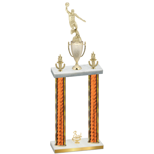 Double Orange Glacier Third Place Basketball Trophy